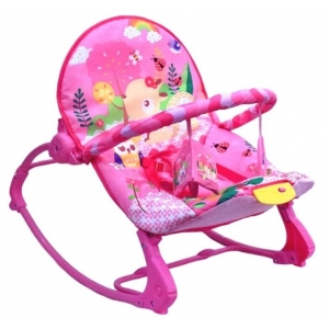 Cadeira de Descanso Musical Vibratória e Balanço New Rocker Rosa  Color Baby