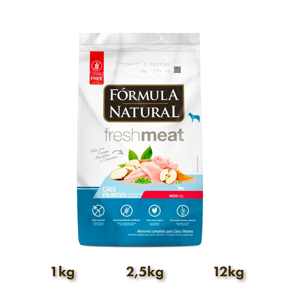 Fresh Meat Cães Filhotes Médio - Fórmula Natural