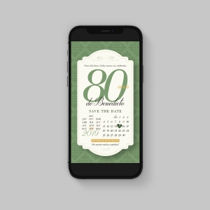 Save the Date Digital de 80 Anos Clássico