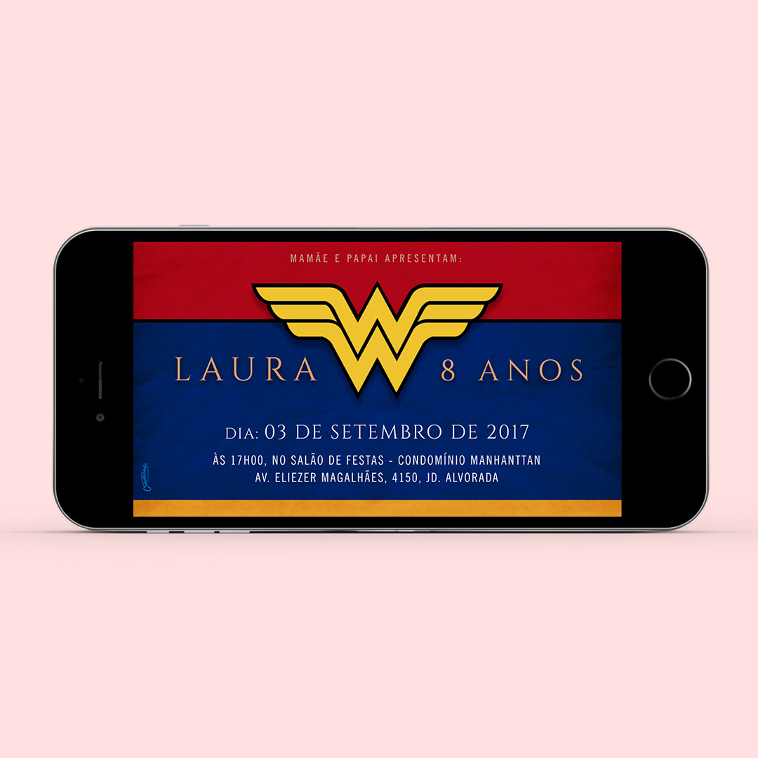Convite Digital Heróis Mulher Maravilha