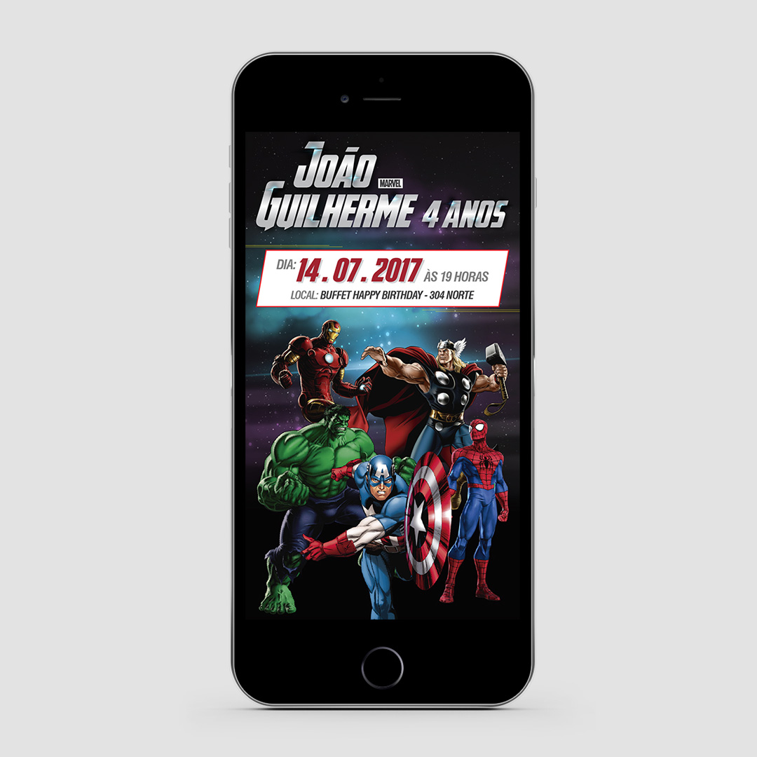 Convite Digital Heróis Vingadores