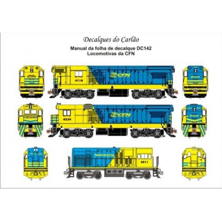Decal Locomotiva CFN G12 / U5B / U8B / U10B / RS8 / RSD8 - CARLÃO - DC142