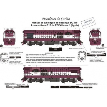 Decal Locomotiva EFVM G12 Fase I - CARLÃO - DC315