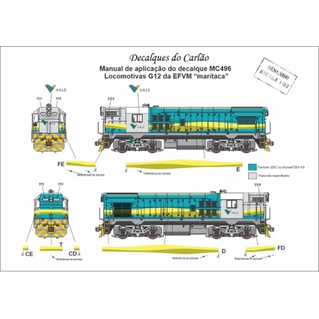 Decal Locomotiva EFVM G12 (Maritaca) - CARLÃO - MC496PRE