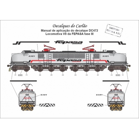 Decal Locomotiva FEPASA V8 Fase III - CARLÃO - DC472