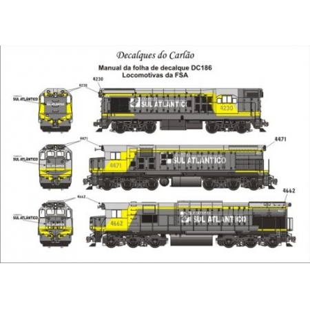 Decal Locomotiva FSA G12 / G22-U / G22-CU / GT22-CUM1 / GT22-CUM2 - CARLÃO - DC186FRA