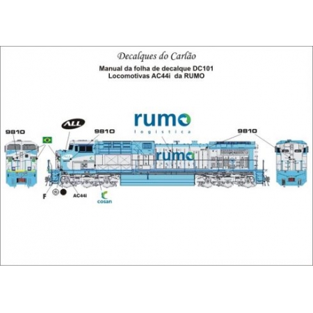 Decal Locomotiva RUMO AC44i - CARLÃO - DC101