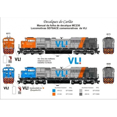 Decal Locomotiva VL! Comemorativa SD70ACe - CARLÃO - MC236
