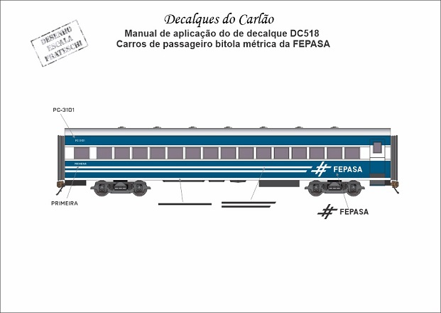 Decal Carro de Passageiro FEPASA Fase II - CARLÃO - DC518 - SHOPferreo