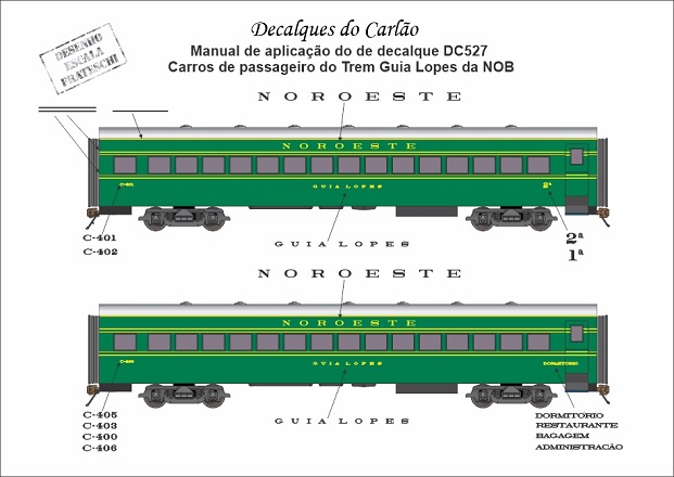 Decal Carro de Passageiro Noroeste do Brasil Trem Guia Lopes - CARLÃO - DC527  - SHOPferreo