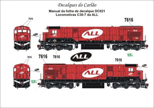 Decal Locomotiva ALL C30-7 - CARLÃO - DC021 - SHOPferreo