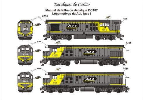 Decal Locomotiva ALL G12 / G22-U / G22-CU Fase I - CARLÃO - DC187  - SHOPferreo