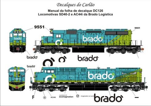 Decal Locomotiva BRADO SD40-2 / AC44i - CARLÃO - DC126  - SHOPferreo