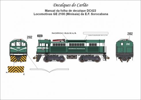 Decal Locomotiva EF Sorocabana GE1200 (Mini-Saia) - CARLÃO - MC422 - SHOPferreo