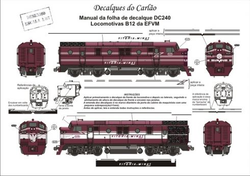 Decal Locomotiva EFVM B12 - CARLÃO - DC240  - SHOPferreo