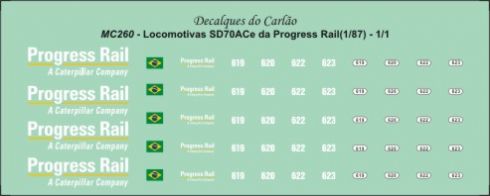 Decal Locomotiva PROGRESS RAIL SD70ACe - CARLÃO - MC260 - SHOPferreo