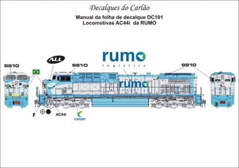 Decal Locomotiva RUMO AC44i - CARLÃO - DC101 - SHOPferreo
