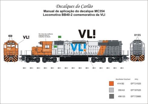 Decal Locomotiva VL! Comemorativa BB40-2 ? CARLÃO - MC354 - SHOPferreo