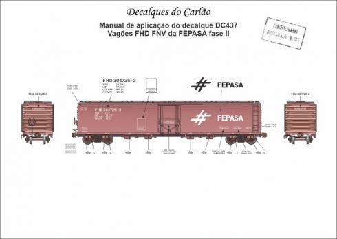 Decal Vagão Fechado Hopper FEPASA Fase II - CARLÃO - DC437  - SHOPferreo