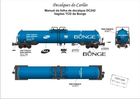 Decal Vagão Tanque ALL / BUNGE - CARLÃO - DC242  - SHOPferreo