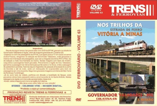 DVD Nos Trilhos da E. F. Vitória a Minas - TRENS E FERROVIAS - 63  - SHOPferreo