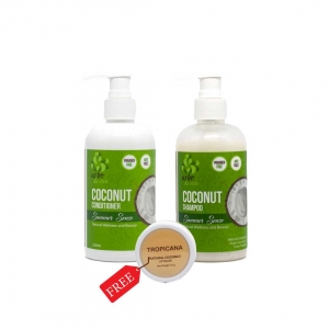Kit Vegano Shampoo e Condicionador Alta Eficácia + Presente Especial  de Óleo de Coco Orgânico Premium. Hidrata, Nutre, Protege e Promove Brilho. Anti Frizz. 2 Itens + Lip Balm de Coc