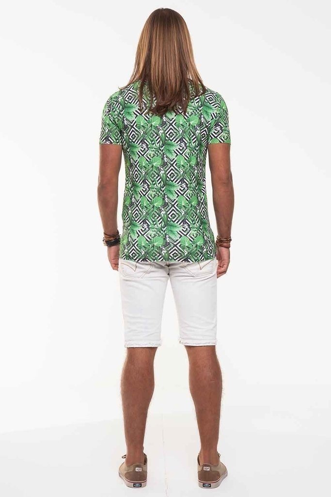 Camiseta Básica Masculina Manhood Hojas Y Sirenas Verde