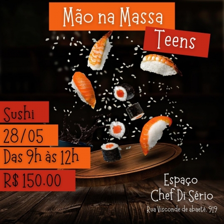 Curso de sushi para adolescentes de 12 a 17 anos - dia 28/05