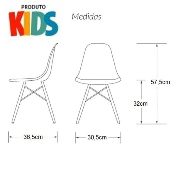 Kit 2 Cadeiras Infantis Eames Eiffel Kids Vermelho