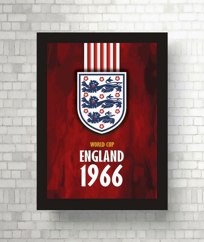 Quadro Emblema da Copa do Mundo de 1966 na Inglaterra Decoração com Vidro - Alolla | Decorações