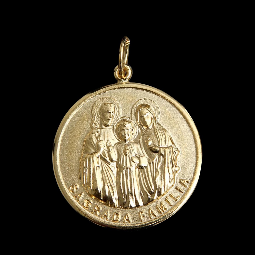 Medalhão da Sagrada Família Folheado a Ouro
