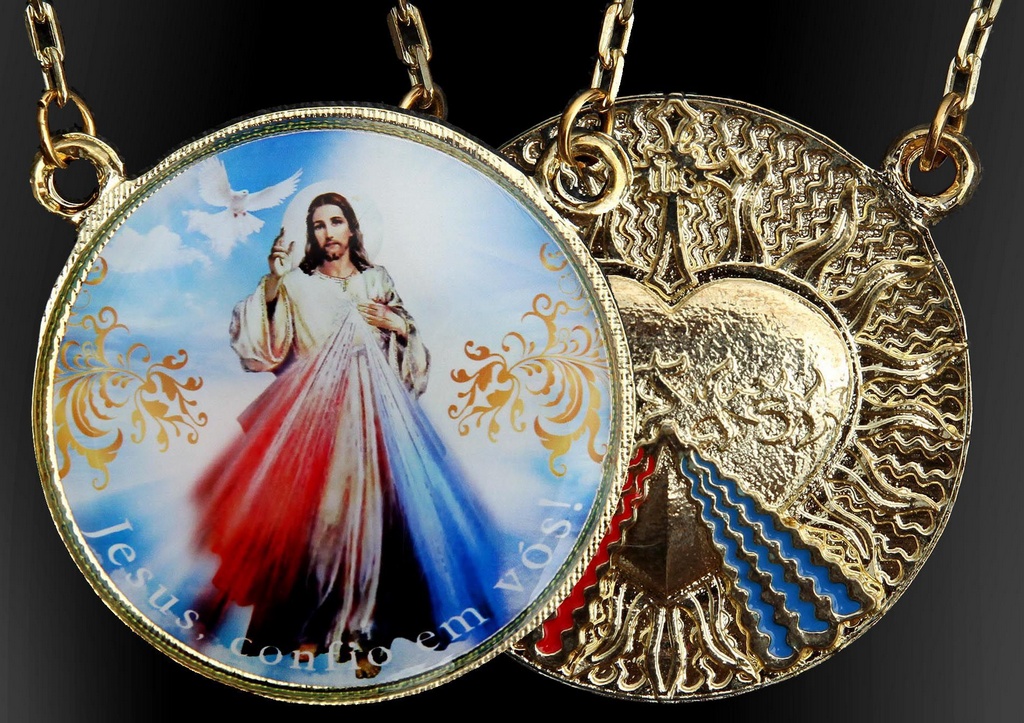 Medalhão de Jesus Misericordioso Folheado a Ouro