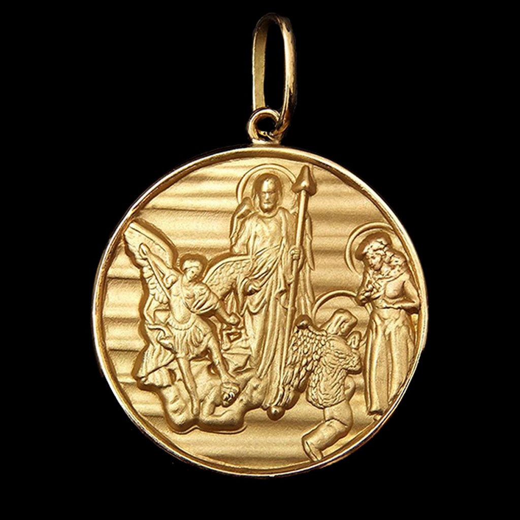 Medalhão dos Arcanjos Folheado a Ouro