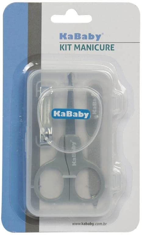 Kit Manicure Infantil Bebê Com Estojo Cortador de Unha Tesoura Lixa Para + 0 Meses Kababy