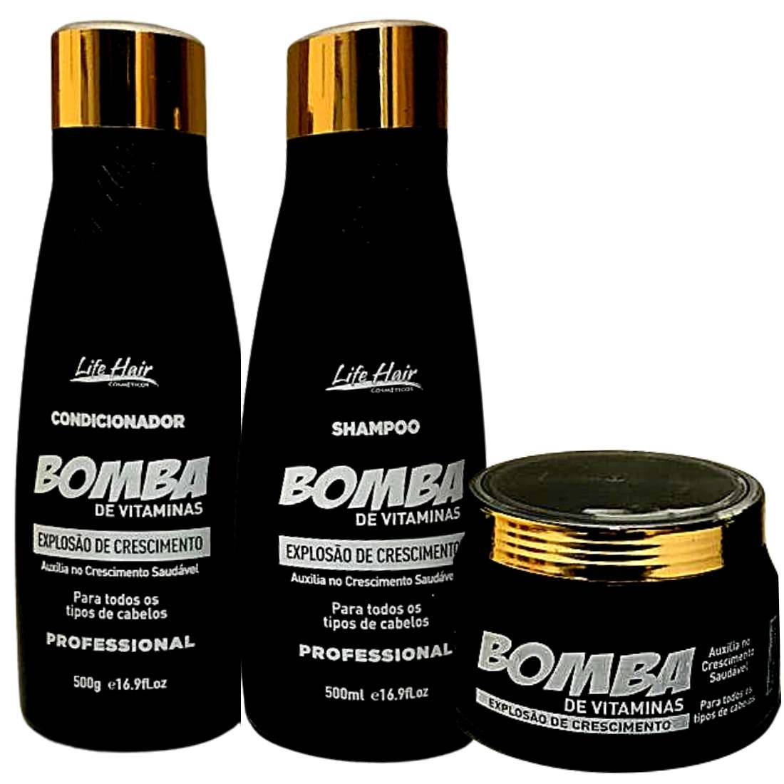 Kit Bomba De Vitaminas Crescimento Capilar Life Hair 3x500ml
