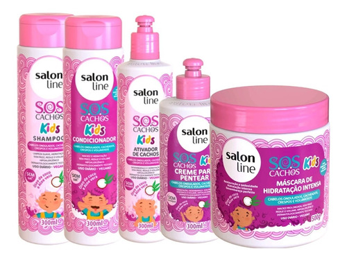 Kit  Salon Line S o s Cachos Kids Infantil  Vegano Completo 5-Produtos