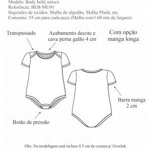 Body bebê unisex (BEB-MU01) - Foto 1