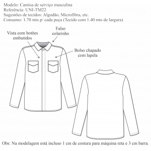 Camisa de serviço masculina (UNI-TM22) - Foto 1