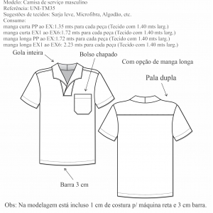 Camisa de serviço masculina (UNI-TM35) - Foto 1
