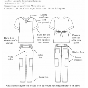 Conjunto de uniforme feminino (UNI-TF105) - Foto 1