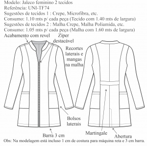 Jaleco feminino 2 tecidos  (UNI-TF74) - Foto 1