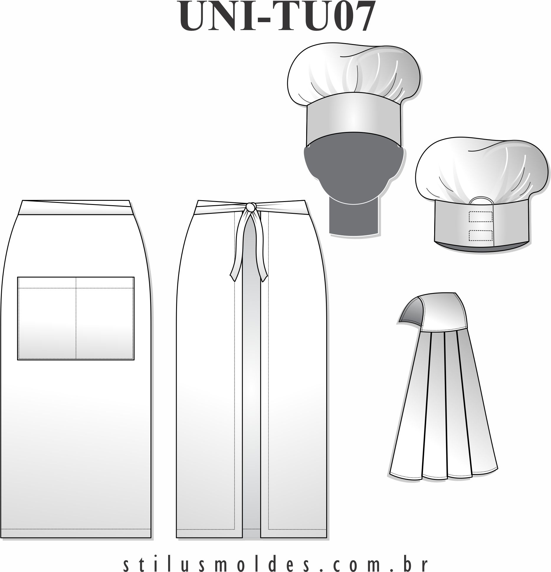 Avental, Chapéu de cozinheiro e Guardanapo (UNI-TU07) - Foto 0
