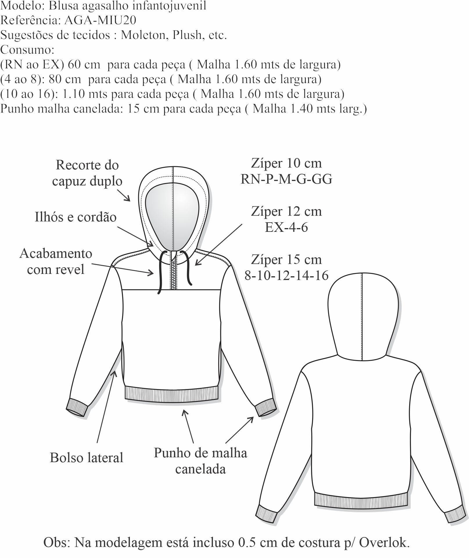 Blusa agasalho infantojuvenil (AGA-MIU20) - Foto 1