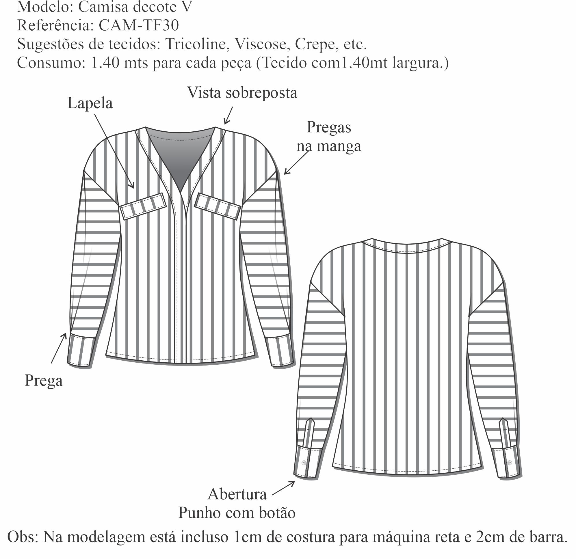 Camisa decote V (CAM-TF30) - Foto 1