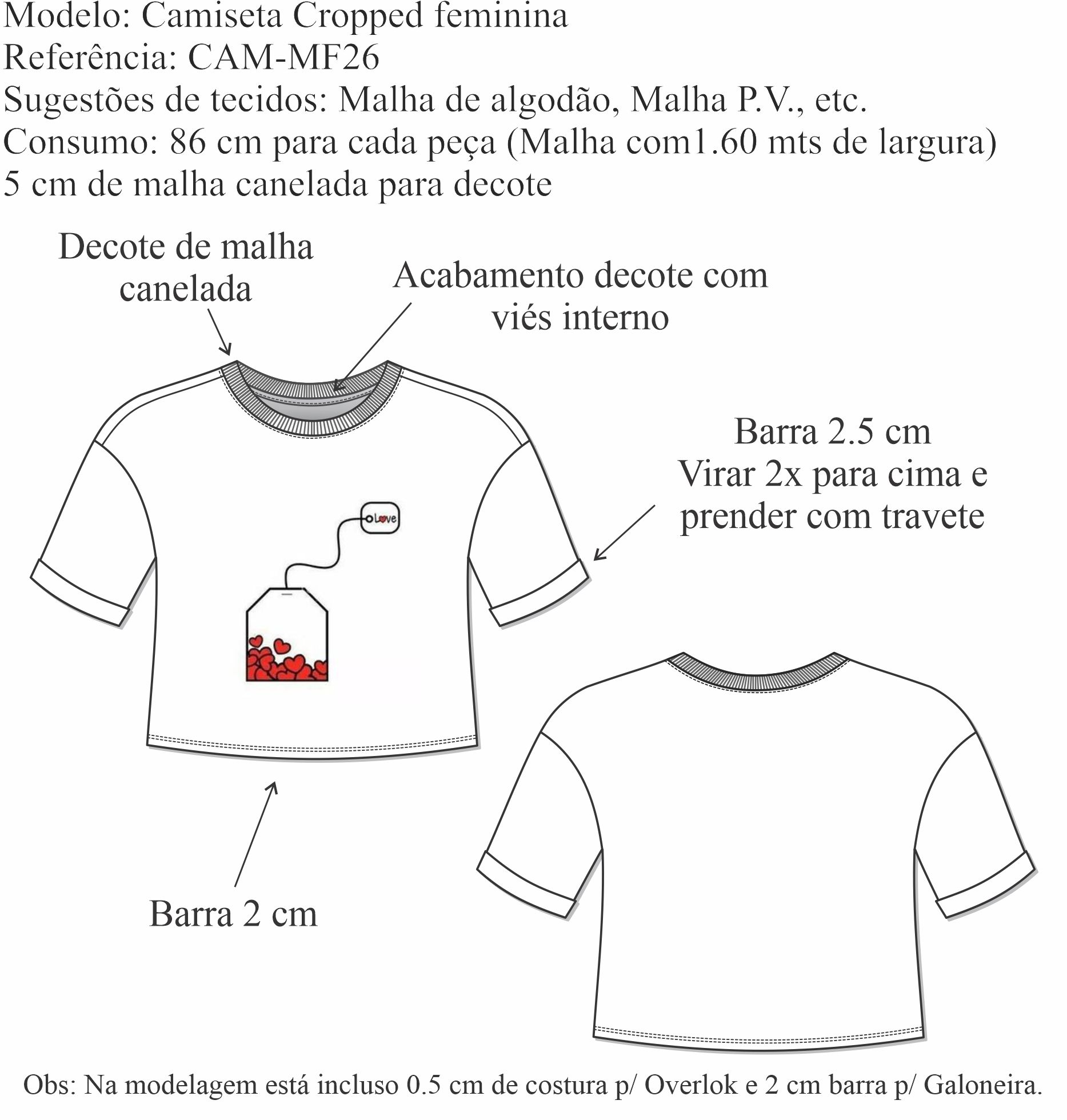 Camiseta Cropped  (CAM-MF26) - Foto 1
