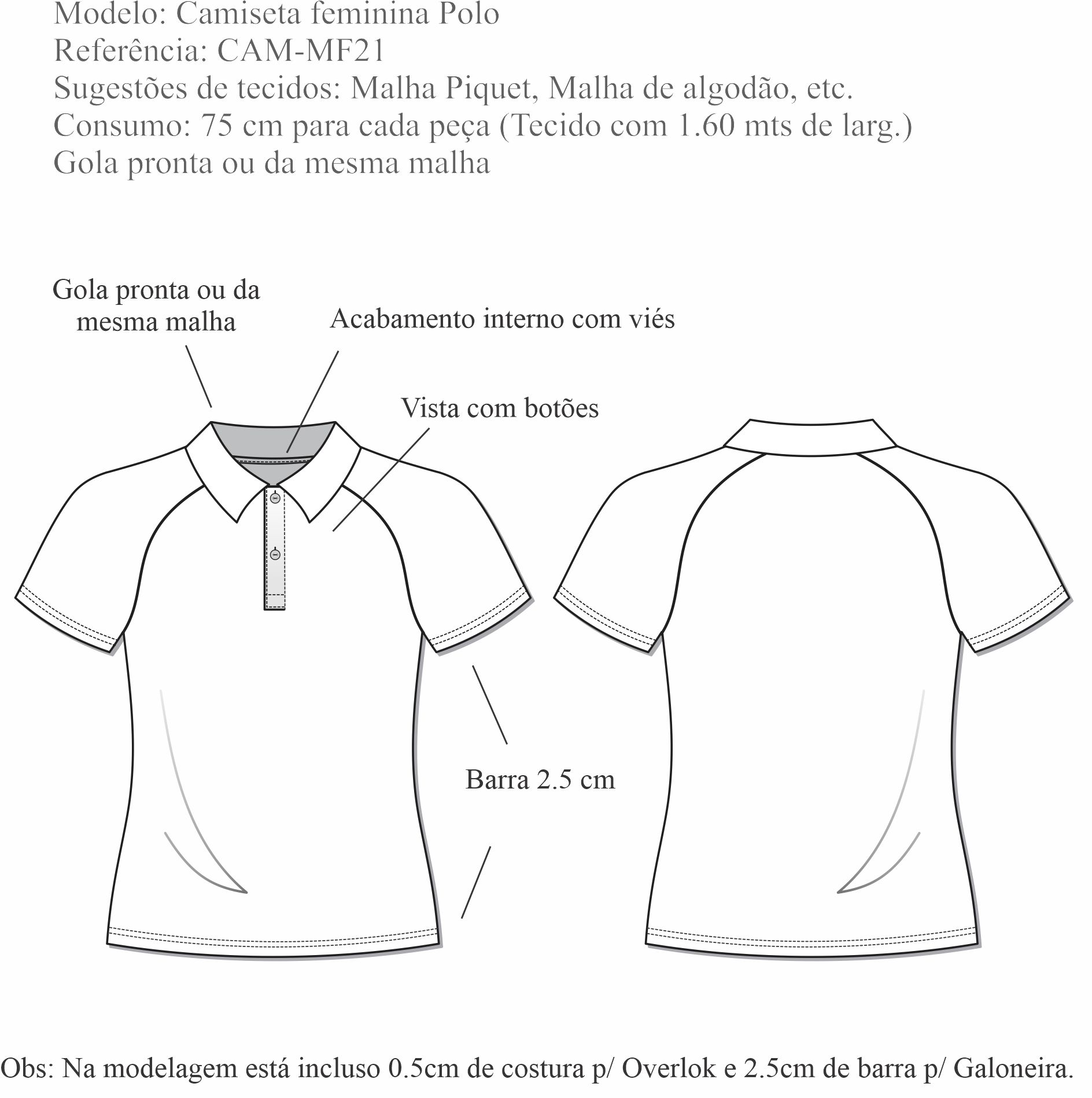 Camiseta Feminina Polo (CAM-MF21) - Foto 1