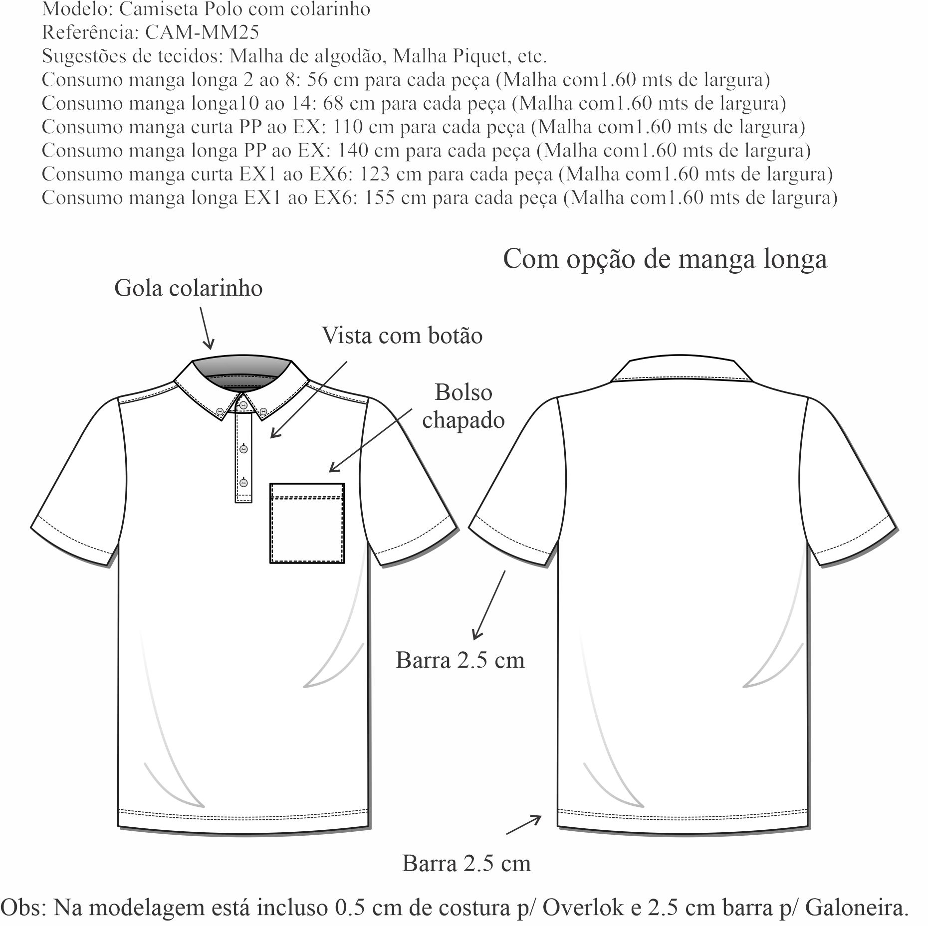 Camiseta Polo Maculina Com Colarinho (CAM-MM25) - Foto 1
