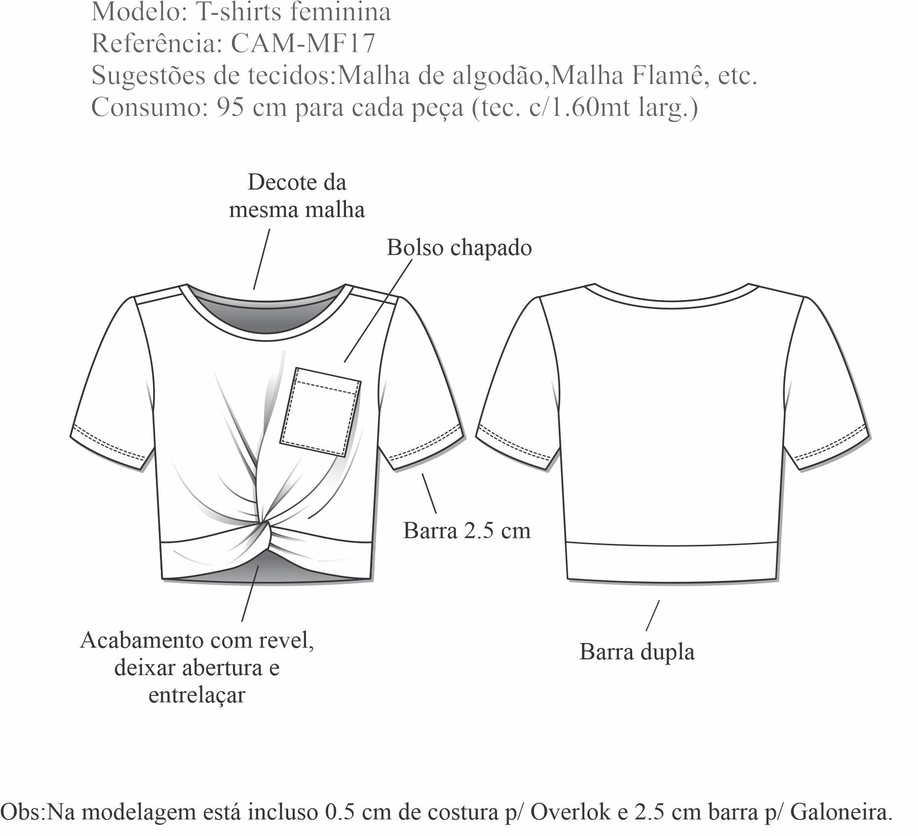 T-shirts Feminina (CAM-MF17) - Foto 1