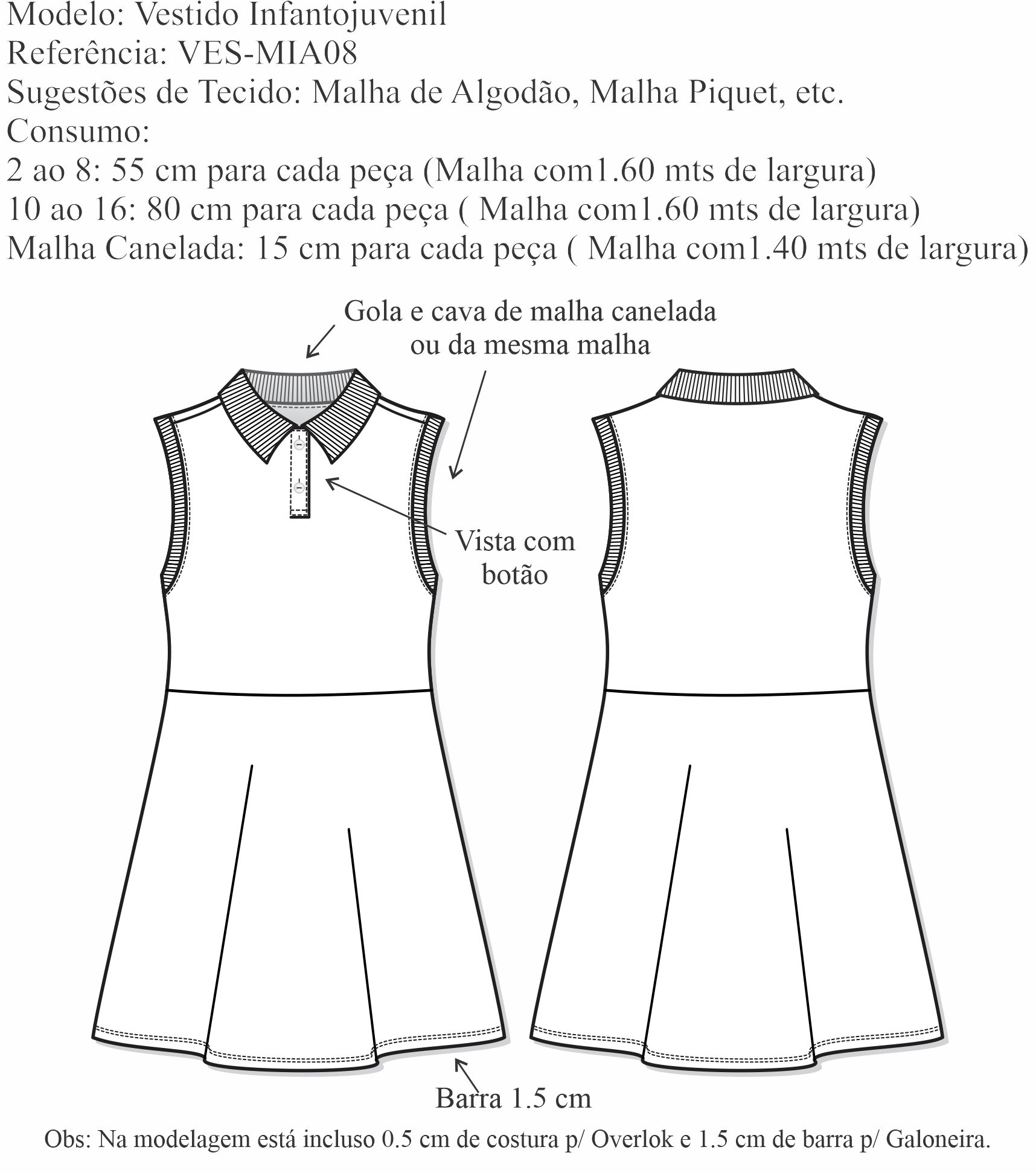 Vestido Infantojuvenil (VES-MIA08) - Foto 1
