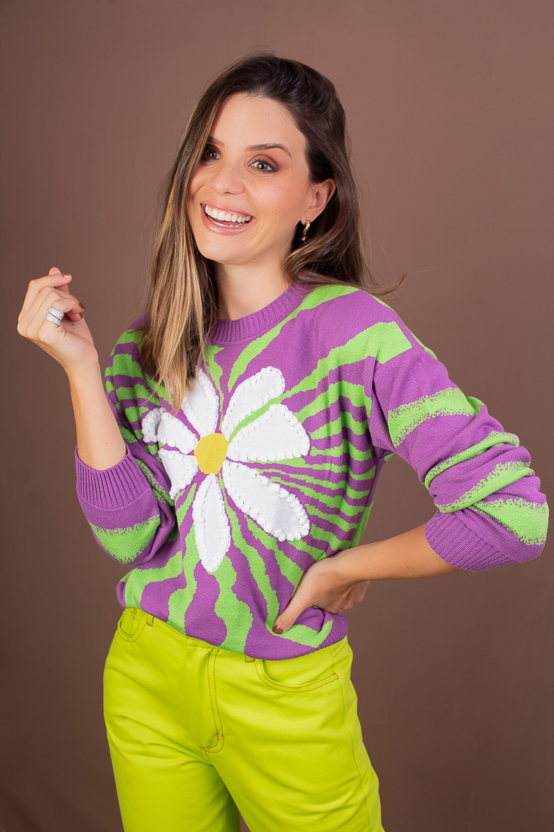 Blusa tricot flower verde